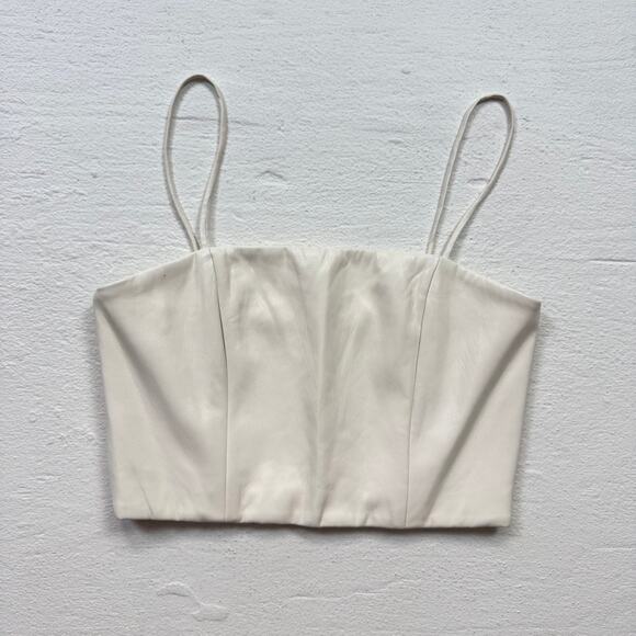 Alice + Olivia Pearle Vegan Leather Bustier Crop Top, Size 2 - Picture 1 of 8